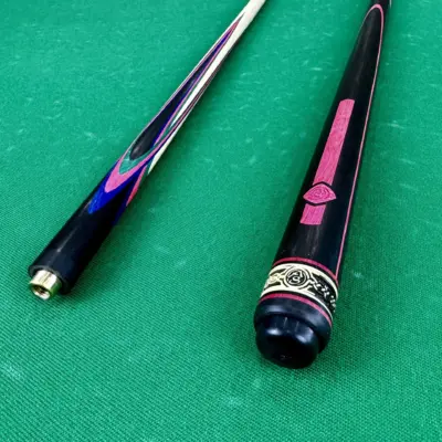 Бильярдный кий Цветок(попугай) эбен+ синий+ зеленый+ малиновый граб  4 лучевой напряженный AS изображение