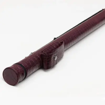 Тубус для бильярдного кия с карманом кнопка бордовый крокодил изображение