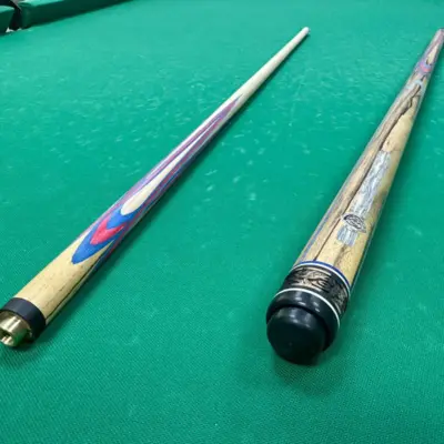 Більярдна підказка Квітка (папуга) Місячний ебеновий + червоний + синій + сірий граб 4-променевий натяг AS изображение